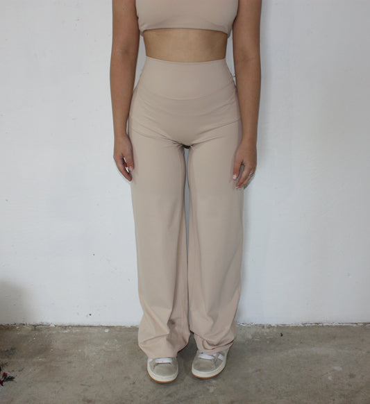 Luxe Wide Leg Flares - apricot