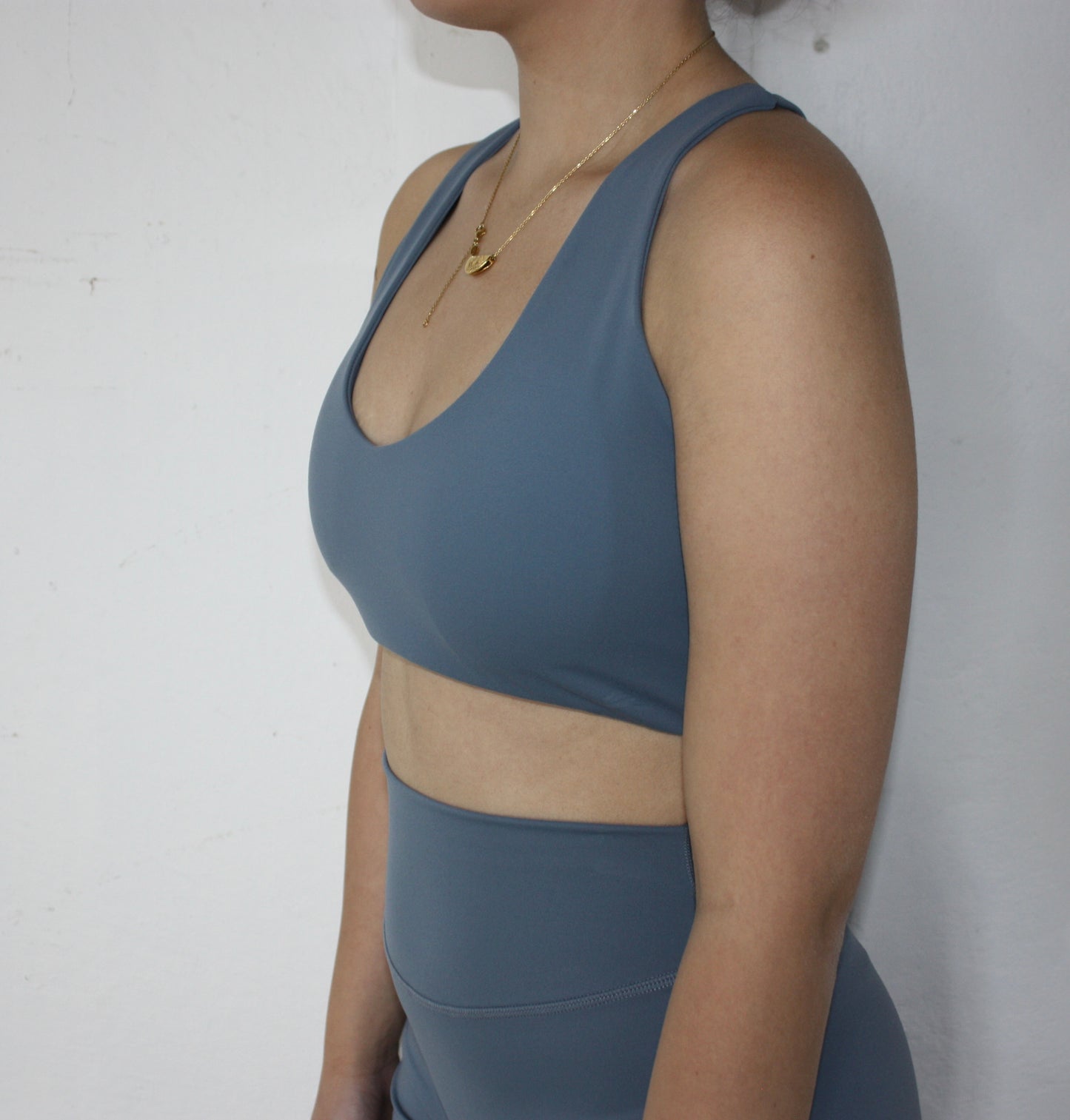 Luxe Racer Back Crop - Gray blue