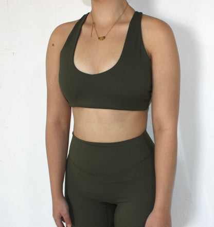 Luxe Racer Back Crop - Olive