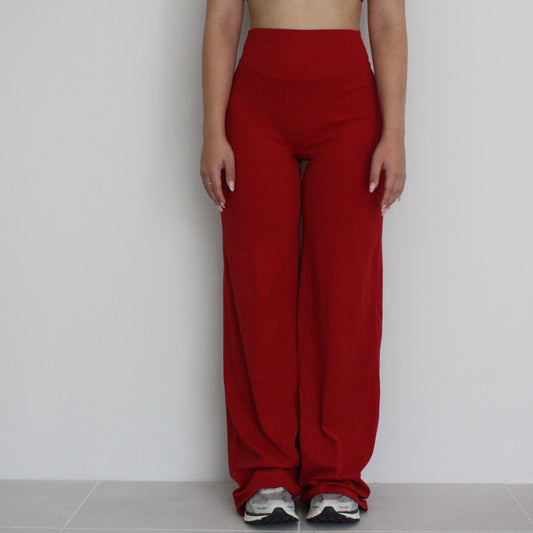 Essential Wide Leg Flares - Rosey Red