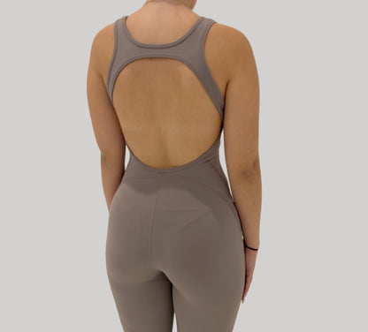 Essential Flared Jumpsuit - Stone