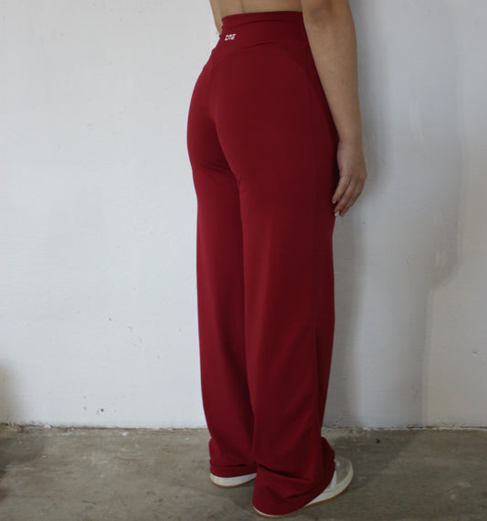 Luxe Wide Leg Flares - Cherry