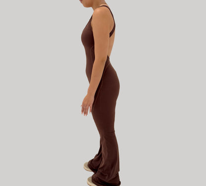 Essential Flared Jumpsuit - Brown