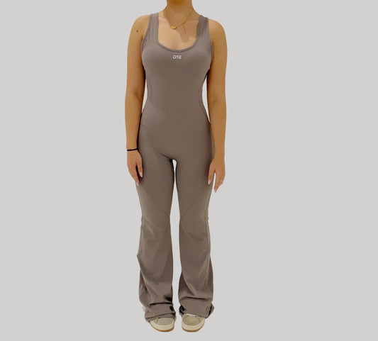 Essential Flared Jumpsuit - Stone