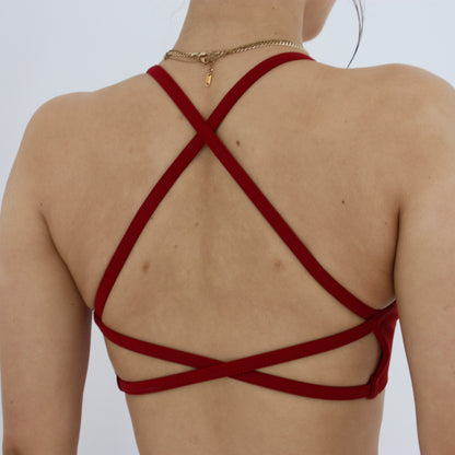 Impact Cross Back Crop - Deep Red