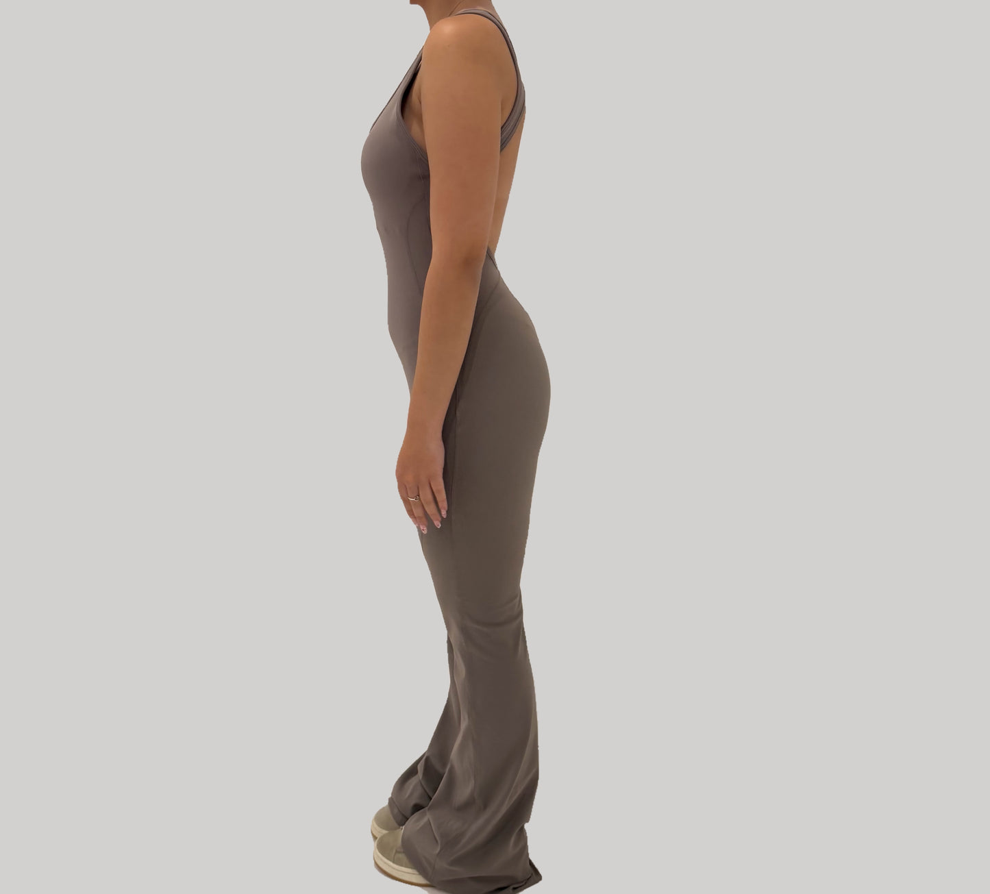 Essential Flared Jumpsuit - Stone