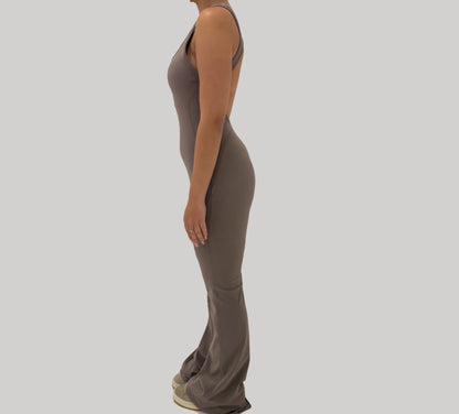 Essential Flared Jumpsuit - Stone