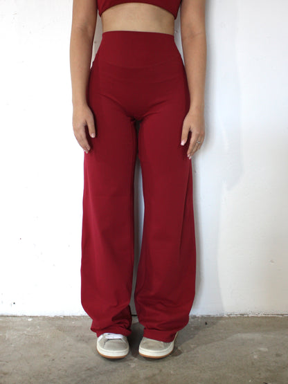 Luxe Wide Leg Flares - Cherry
