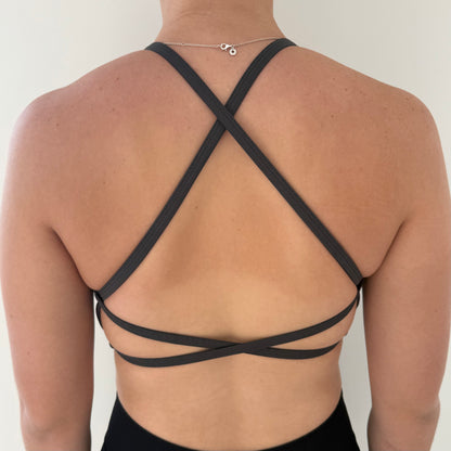 Impact Cross Back Crop - Dark Gray (Pre-Order)